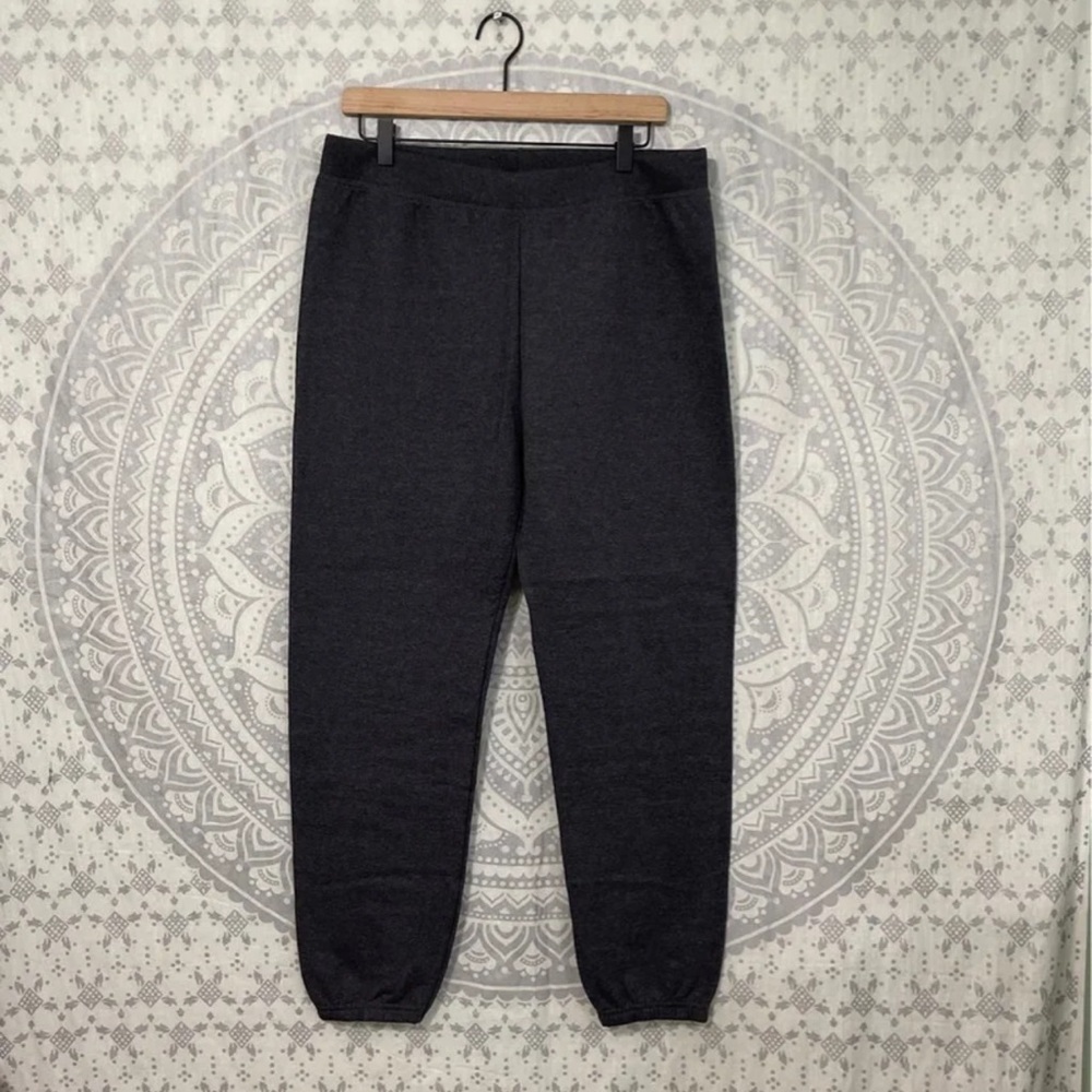 New $25 Hanes Ecosmart Super Soft Cinched Cuff Pull On Sweatpants Grey M L